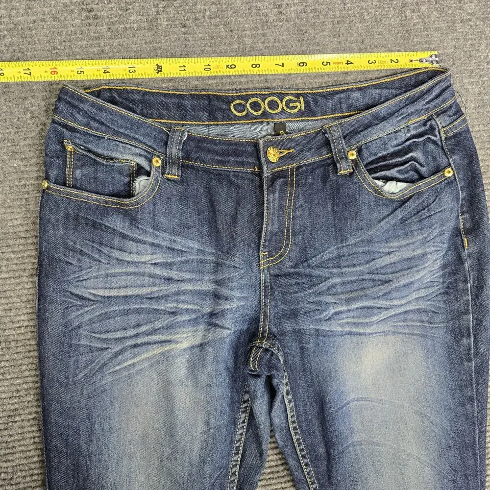 COOGI Jeans Womens 13/14 31x32 Blue Straight Leg Sequin LOVE Y2K Embellished
